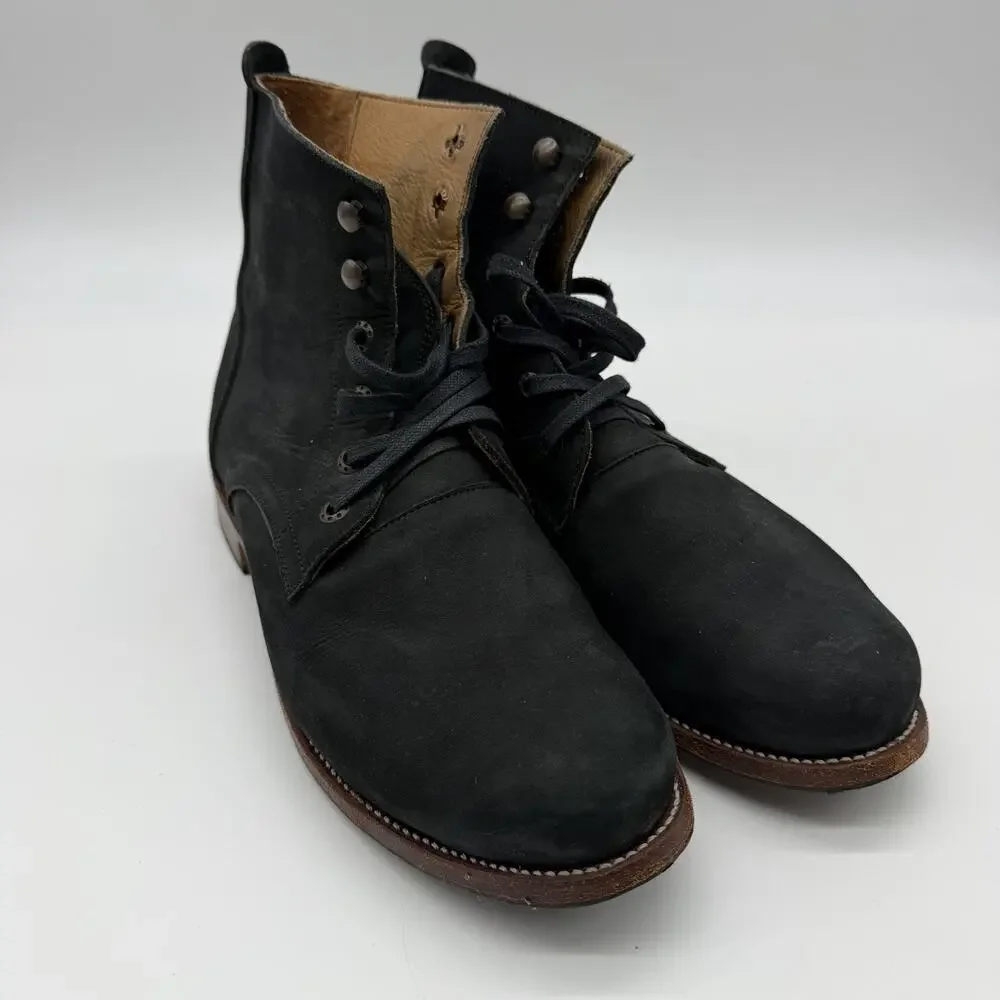 Adelante Shoe Co Havana Black Nubuck Leather Lace Up Boots Men’s Size 11 D